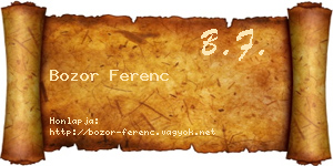 Bozor Ferenc névjegykártya